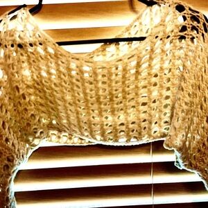 Elegant Cream Crochet Knit Shrug Sweater